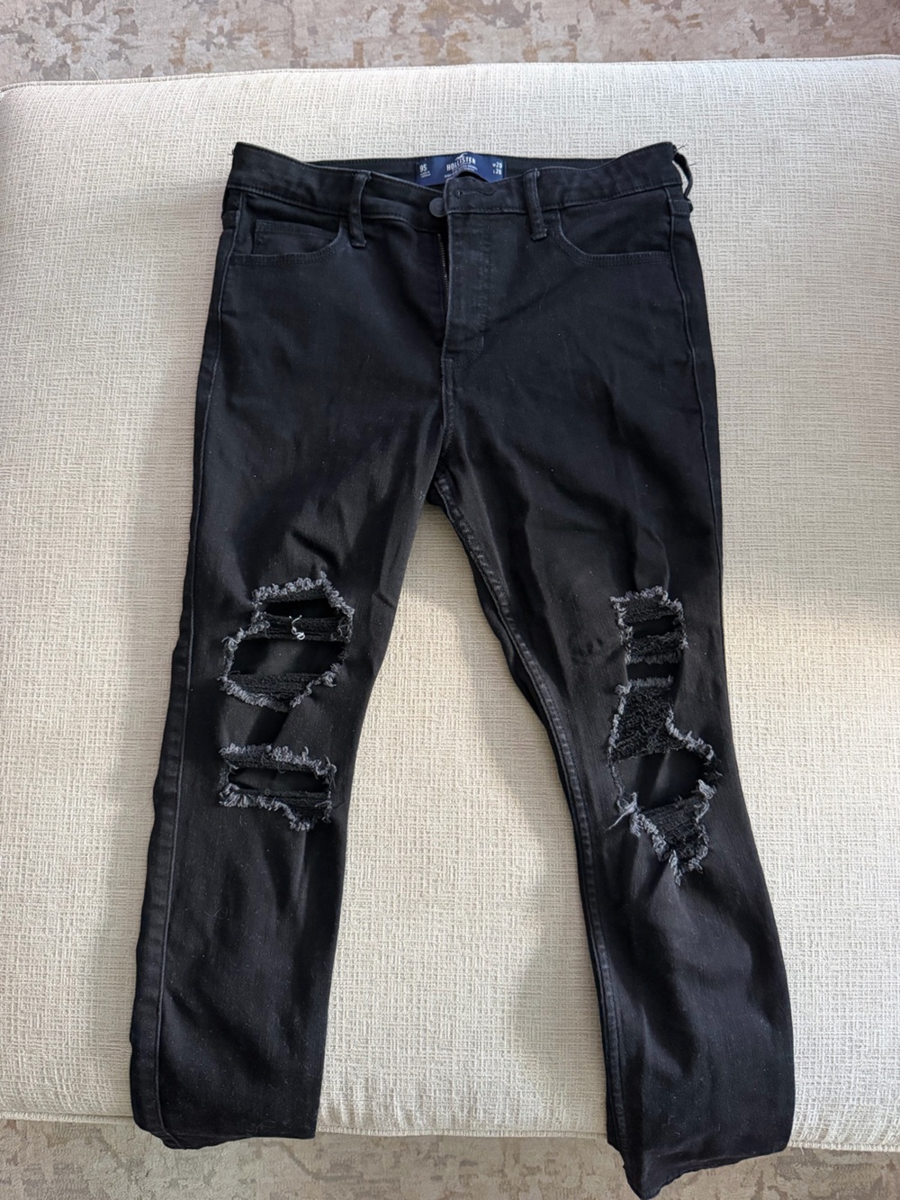 Hollister High Rise Super Skinny Black Ripped Jeans- 9- short